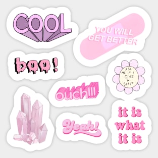 yeah ouch boo cool pink pack sticker Sticker